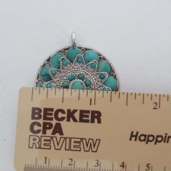 Vintage Estate Jewelry 925 Sterling Silver and Turquoise Pill Box Locket Pendant - Picture 10 of 12